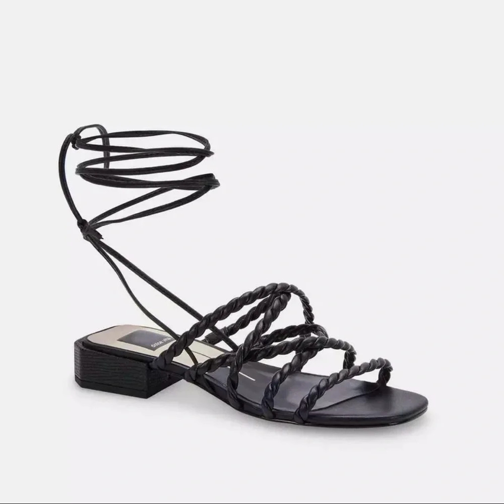 NIB Dolce Vita Hayley Ankle Lace-Up Sandal Black Size 6